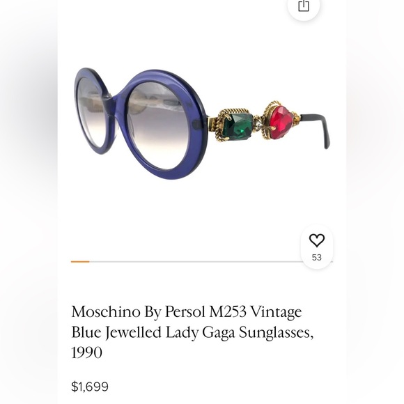 MOSCHINO BY PERSOL Vintage M253 Jeweled Sunglasses - Blue & Gold - Picture 12 of 12